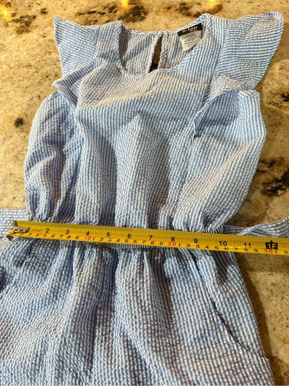 2Hip by girls sz 10 stripe seersucker ruffle romper/tie-front waist/cap sleeve